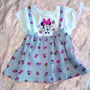 Disney Baby Minnie Mouse Dress Blue/White/Pink w/ Strawberries Sz 24 Months
